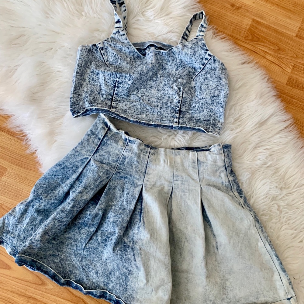Denim skirt set